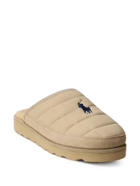 Matlasat papuci de casă Polo Ralph Lauren tricotate maro