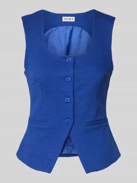 Kamizelka z mieszanki z fakturowanym wzorem model KATE LUMINA' Ichi niebieska