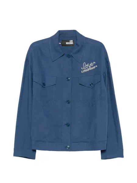 Geacă Love Moschino cu broderie albastru