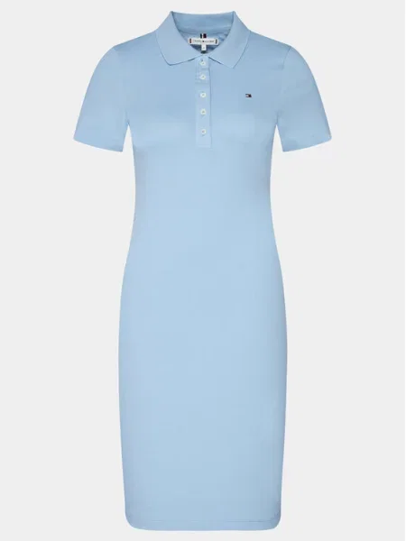 Tommy Hilfiger Letné šaty Slim Pique Polo Dress Ss modrá