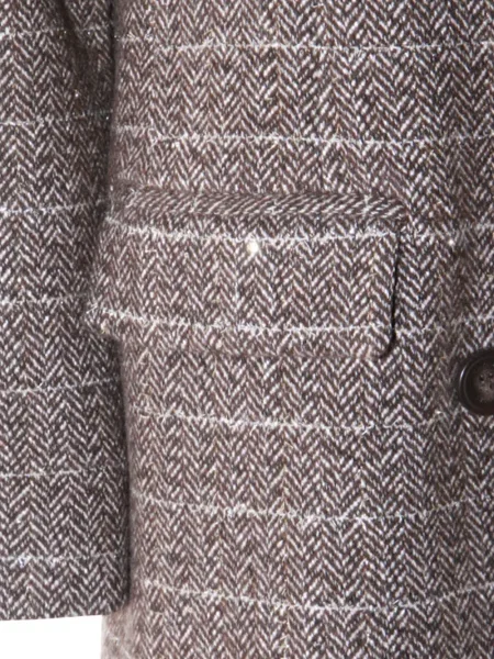 Palton Twinset cu model herringbone gri