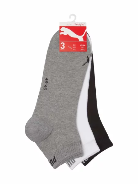 Skarpety do sneakersów z logo w zestawie 3 szt. Puma białe