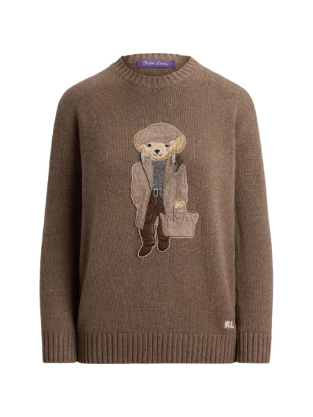 Satenske rukavice Polo Ralph Lauren s vezom s vezicama smeđa