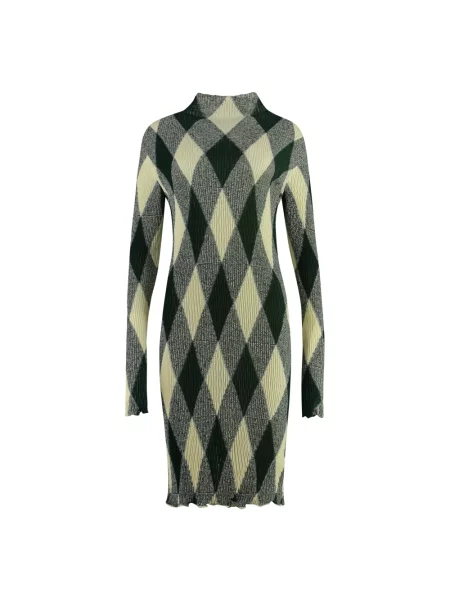 Sukienka Burberry z wzorem argyle zielona