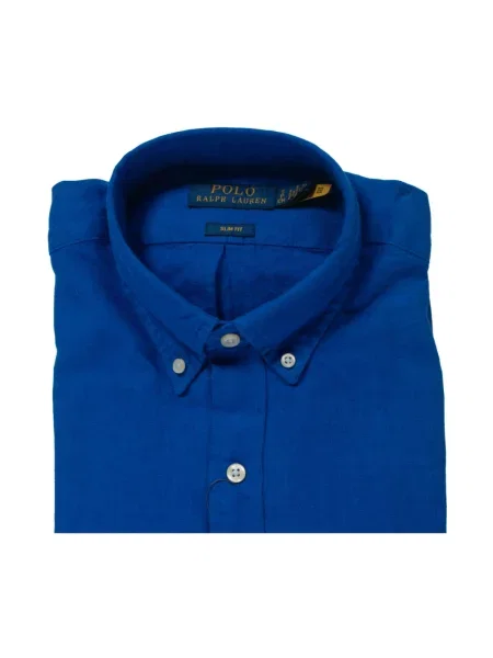 Lniana koszula Polo Ralph Lauren niebieska