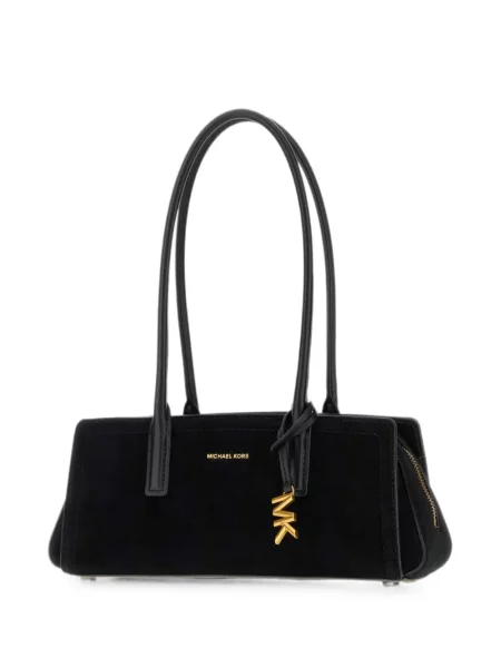 Geantă Michael Michael Kors cu imagine din piele de căprioară negru