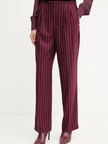 MAX&Co. pantaloni din lână mulată high waist bordo