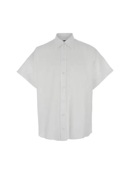 Lniana kołnierzykowy koszula Dolce And Gabbana klasyczna biała