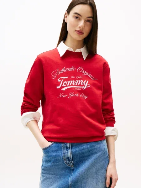 Tommy Jeans Bluză Essential Roșu alb