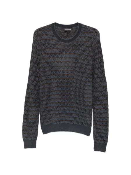 Pulover Emporio Armani cu decolteu rotund albastru