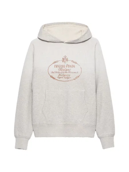 Hanorac cu glugă Prada din fleece gri