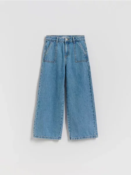 Reserved Джинси super wide leg синій