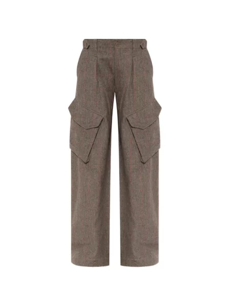 Pantaloni cargo R13 în carouri maro