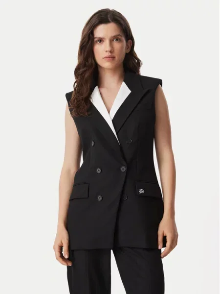 Karl Lagerfeld Vestă / alb negru