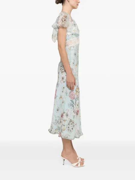 Rochie midi Nissa de mătase albastru