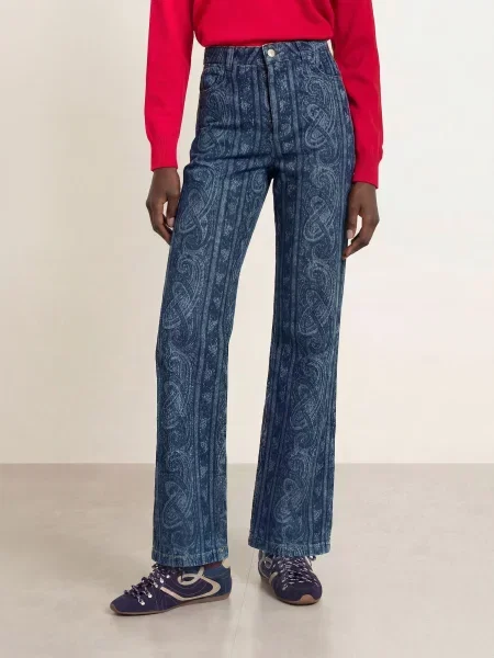 Claudie Pierlot Jeansy Wide Leg blau granatowe