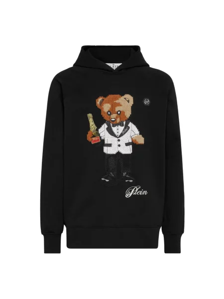 Bluza z kapturem Philipp Plein typu teddy czarna