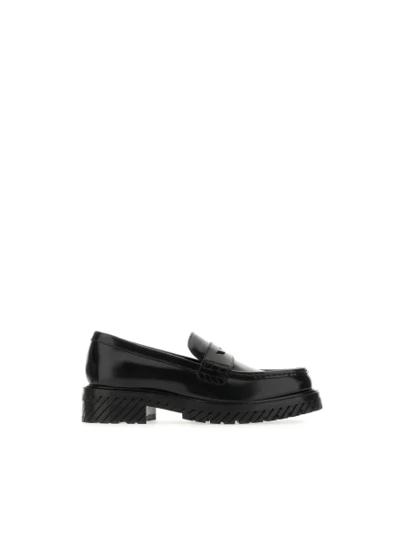 Loafersy Off-white skórzane w paski wsuwane białe