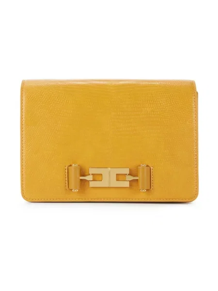 Torebka crossbody Elisabetta Franchi z logo skórzana żółta