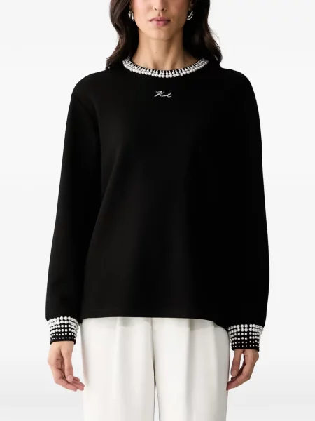 Pulover Karl Lagerfeld cu broderie negru