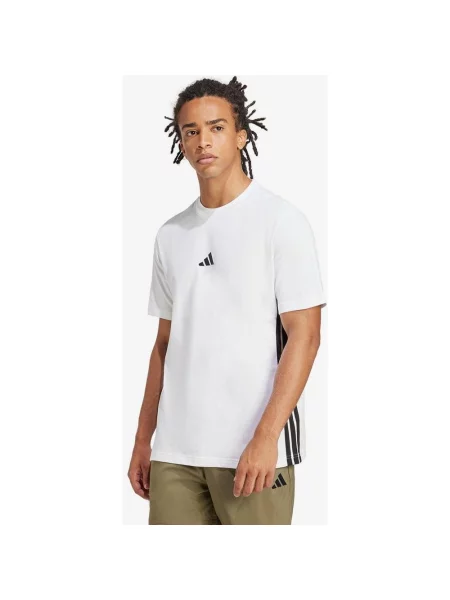 Koszulka adidas Essentials Single 3 Stripes krótki rękaw czarny. S biały