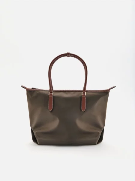 Reserved Geantă shopper din textil verde-prăfuit verde