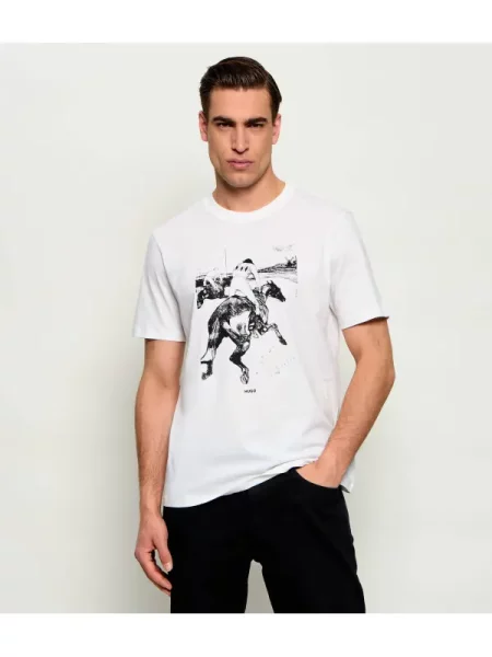 HUGO Tricou Duhorse alb