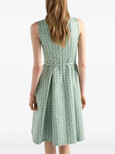 Rochie Prada cu model floral cu imagine verde