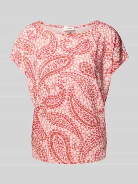 T-shirt o kroju relaxed fit z mieszanki z obniżonymi ramionami S.oliver Red Label czerwona