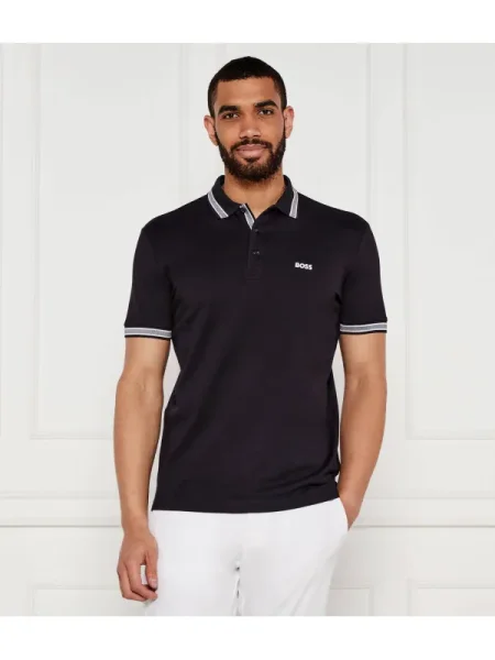 BOSS Black Tricou Paddy bleumarin / alb verde
