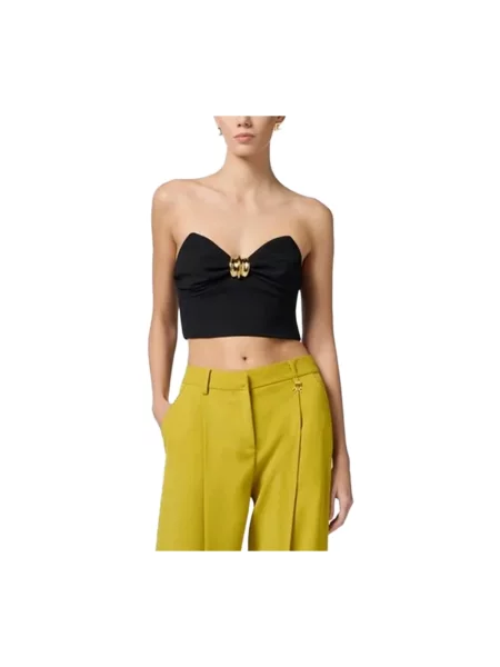 Top Elisabetta Franchi z kokardką biznesowy czarny
