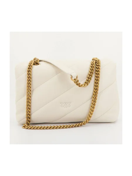 Geanta crossbody Pinko din piele clasică alb