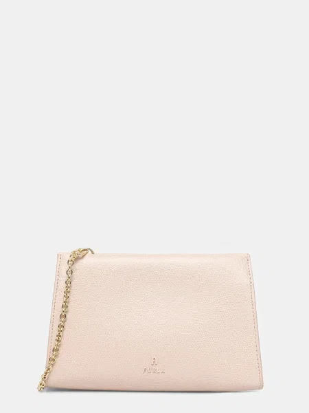 Кожена чанта Furla розово