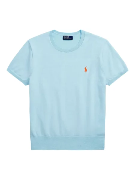 Tricou polo Polo Ralph Lauren cu autograf din piele de căprioară cu dungi albastru