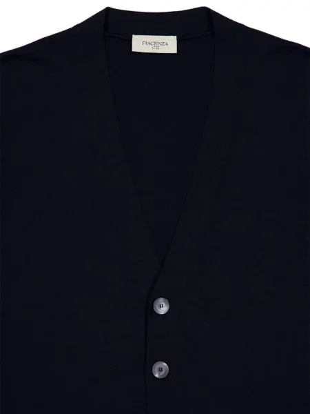 Кашмирена жилетка Piacenza Cashmere с V-образно деколте синьо