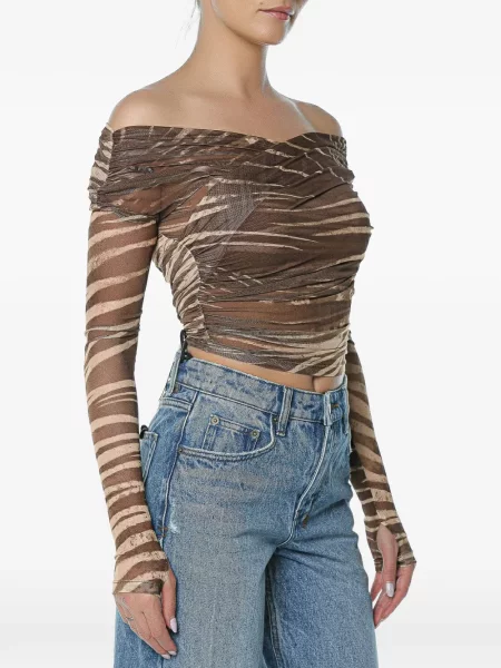 Top Just Cavalli cu imagine cu model zebră maro