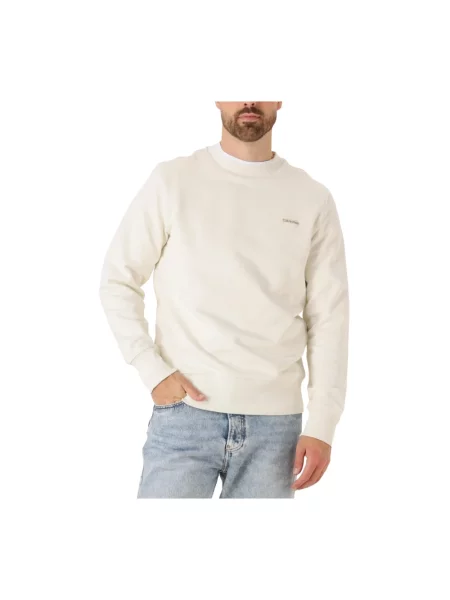 Bluza nierozpinana Calvin Klein Jeans z okrągłym dekoltem elegancka beżowa