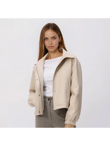 Reserved Melanžová péřová bunda béžová