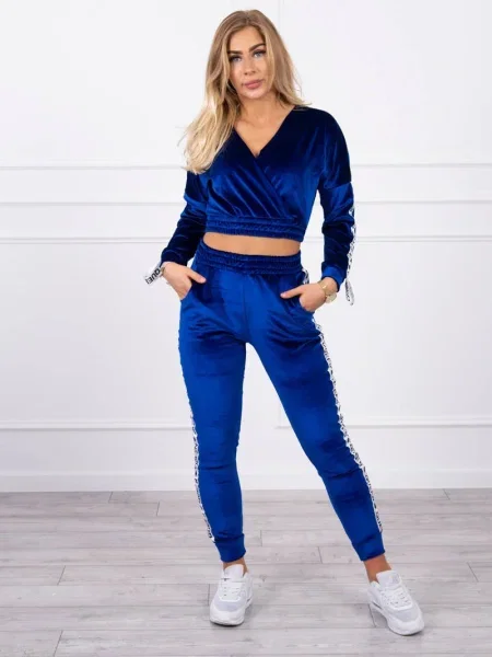 Trening Kesi din velur cu inscripții albastru