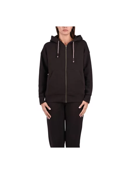 Bluza z kapturem Max Mara z kapturem brązowa