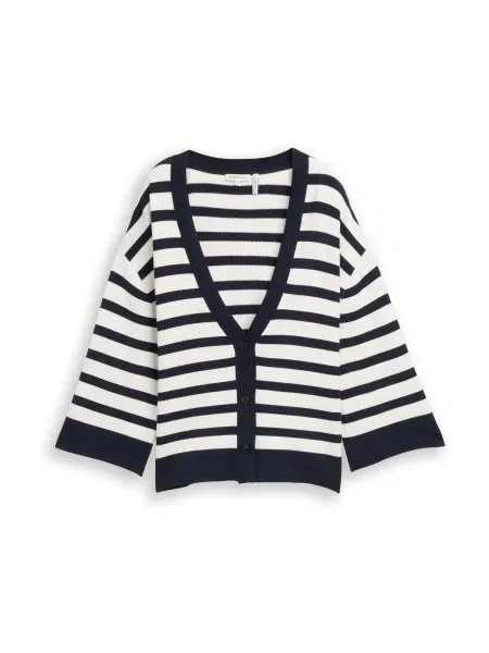 TOM TAILOR Geacă tricotată albastru noapte alb