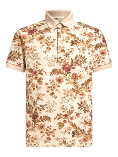 Polo Etro cu model floral cu imagine maro