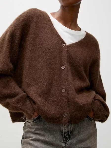 Answear.LAB cardigan pentru femei cu amestec de lână maro