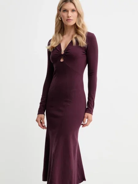 Twinset sukienka midi rozkloszowana bordowy