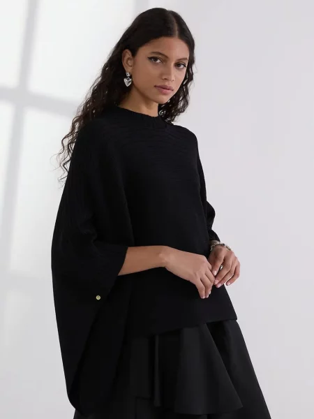 Пончо Karl Lagerfeld от лека материя черно