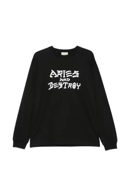 Lung tricou Aries cu imagine negru