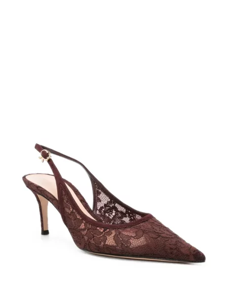 Pantofi cu toc Gianvito Rossi din dantelă maro