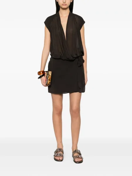 Rochie mini Pinko drapată cu legături maro