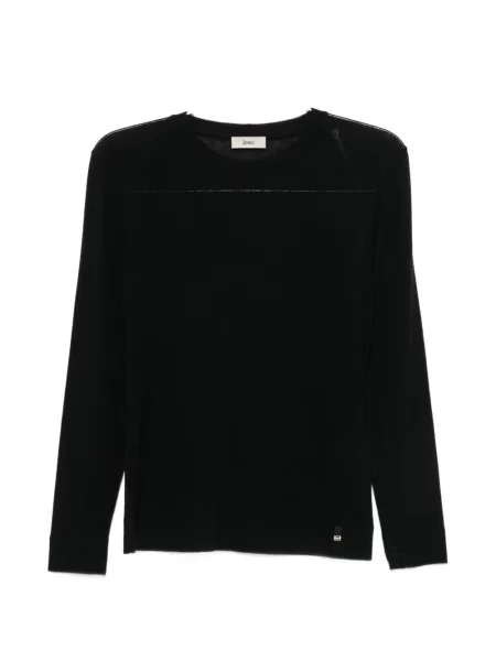 Lung pulover Herno cu decolteu rotund negru