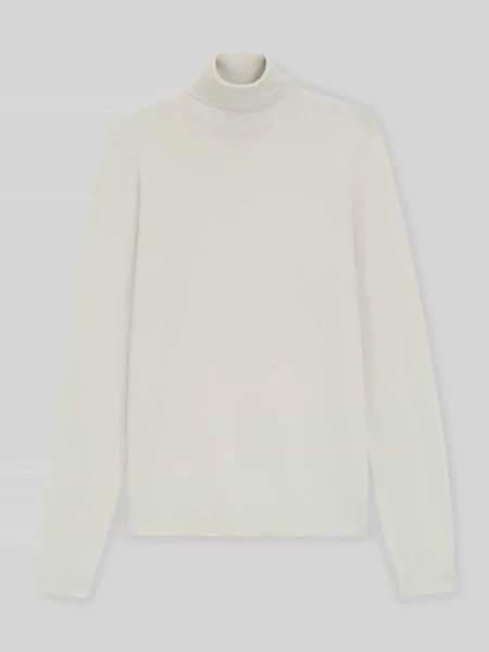 HUGO sweter wełniany lekki z golferm beżowy